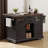 54.9" Farmhouse Kitchen Island with Drop Leaf, Charging Station, Cross Barn Doors & Glass Panel, 4 Internal Racks, Lockable Hidden Wheels-1445837630