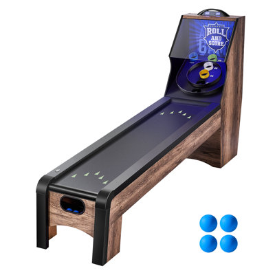9 ft Roll & Score Arcade Game Table LED Electronic Scorer Home Game Room 4 Balls