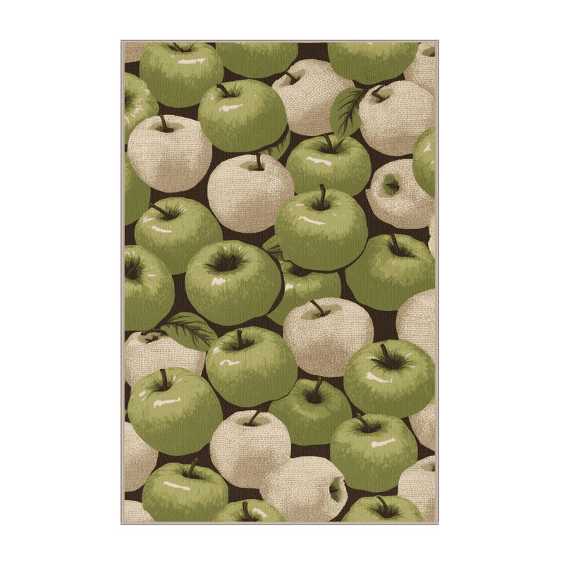  Tapis lavable avec pommes et crème anglaise, Rectangle 7 pi x 9 pi