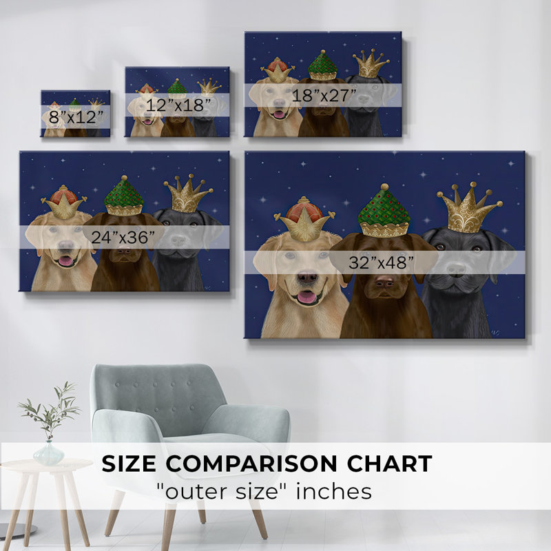 " Christmas Labradors, Three Kings ", 12" H x 18" W x 1.5" D