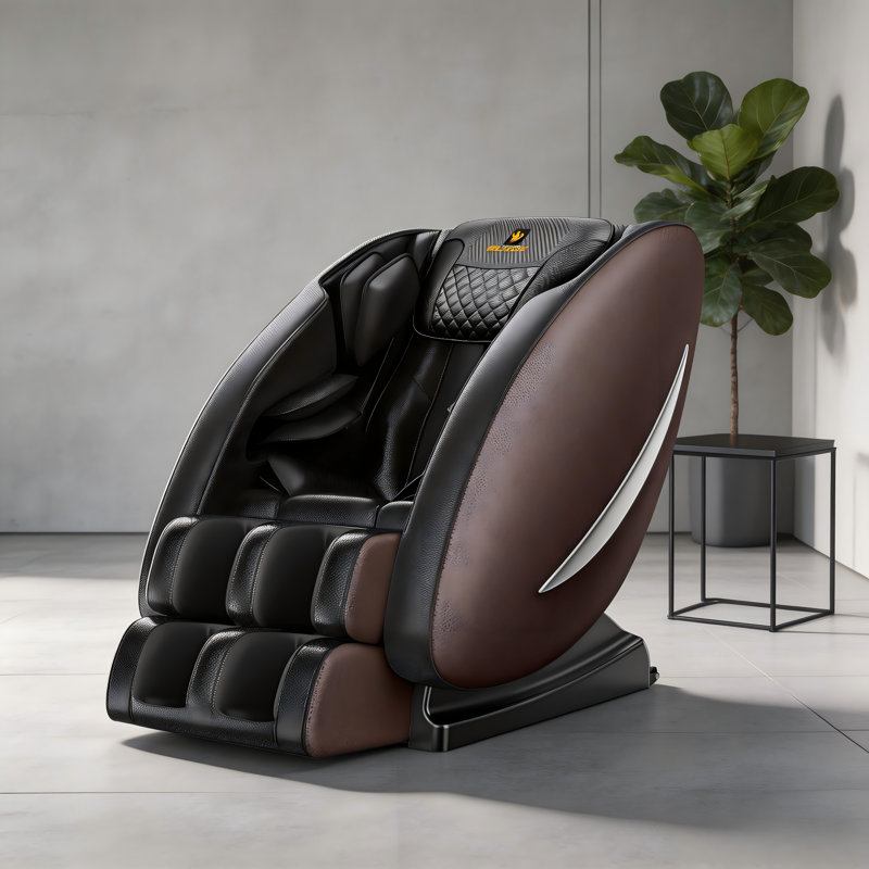Fauteuil inclinable de massage électrique complet avec système de rouleaux dorsaux, compression d'air, haut-parleur Bluetooth et éclairage d'ambiance
