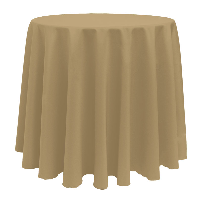 Ultimate Textile - Round Polyester Linen Tablecloth, 90" x 90", 10, Cafe
