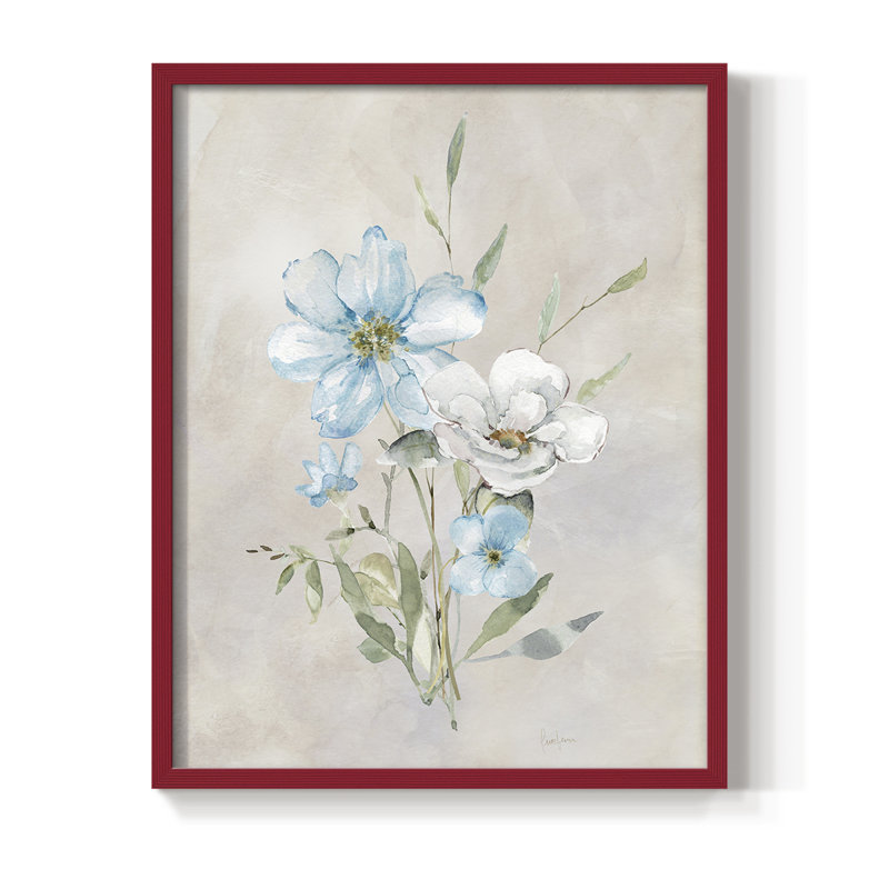 Détail dans la prairie I, reproduction encadrée - bois massif, H 15 po x l 12 po, Rouge