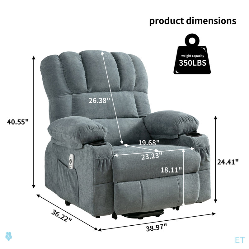 Power Lift Recliner Chair Recliners for Elderly with Heat and Massage, Blue