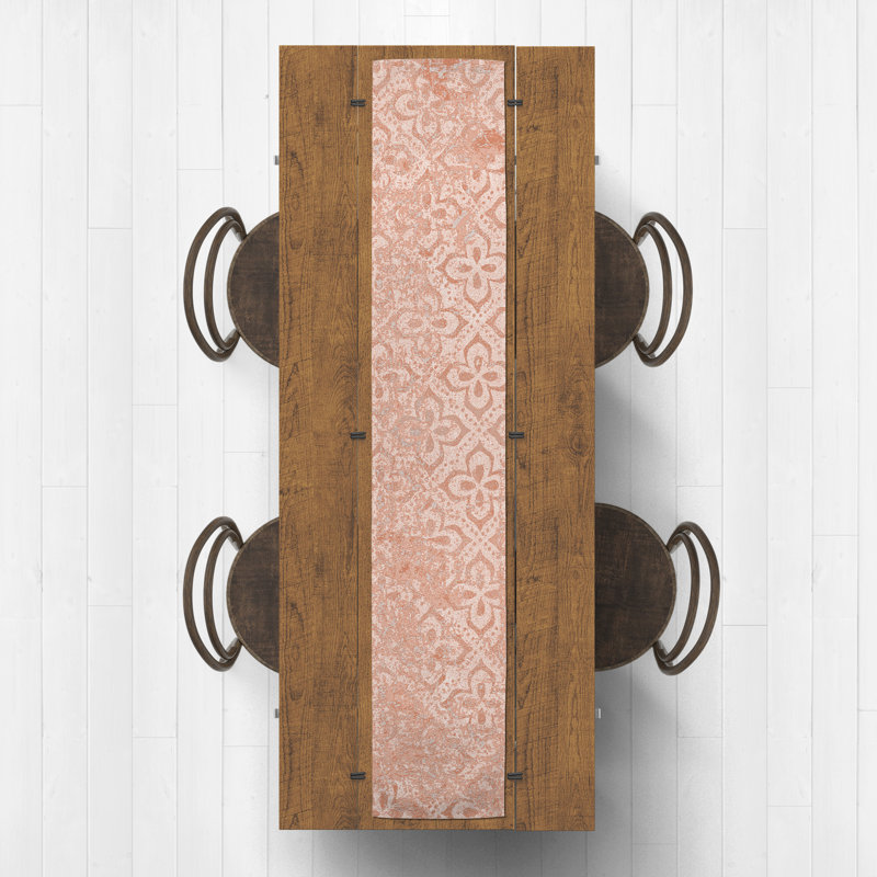 Peach Colored Pattern Distress 1 Table Runner, 90" L x 16" W