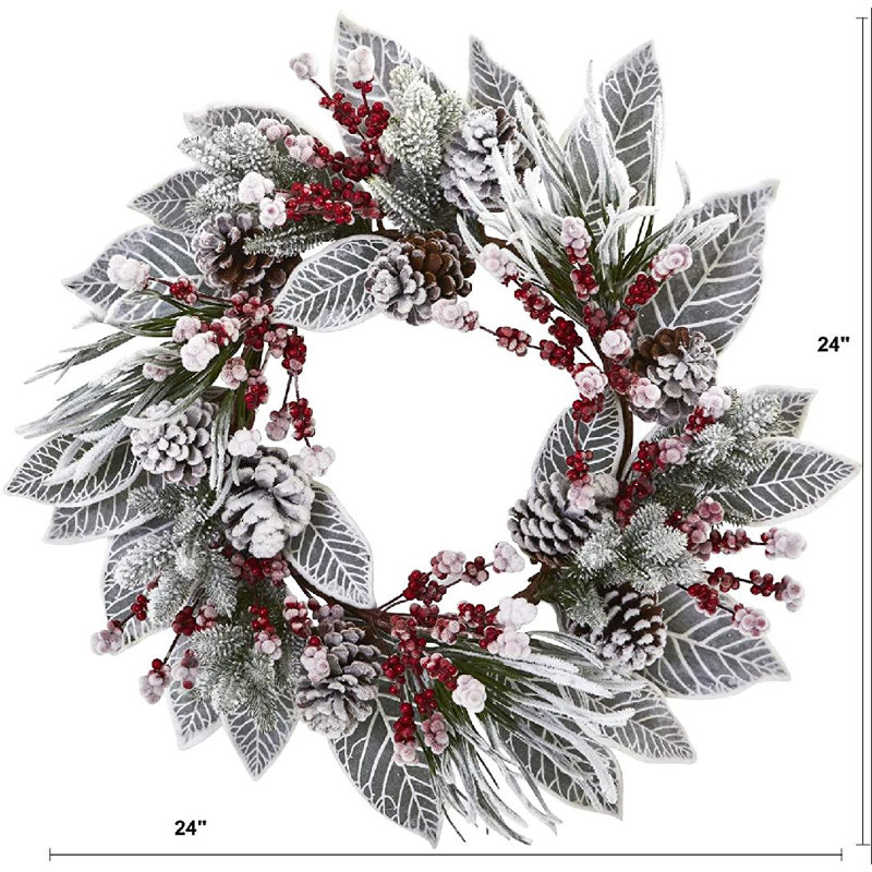 Couronne de pommes pin/plastique 24 po