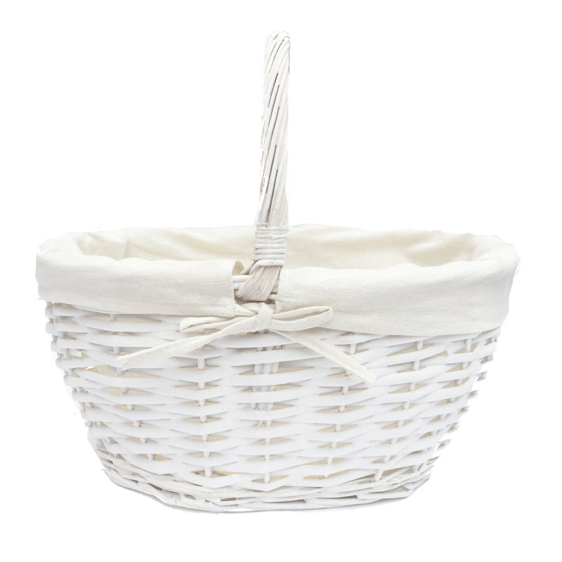 Brambly Cottage Wicker Decorative Basket, White, 25cm H x 27cm W x 22cm D
