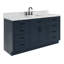 Meuble-lavabo simple en bois massif 66 po avec plateau en marbre de Carrare Tidworth-119088805-91360833