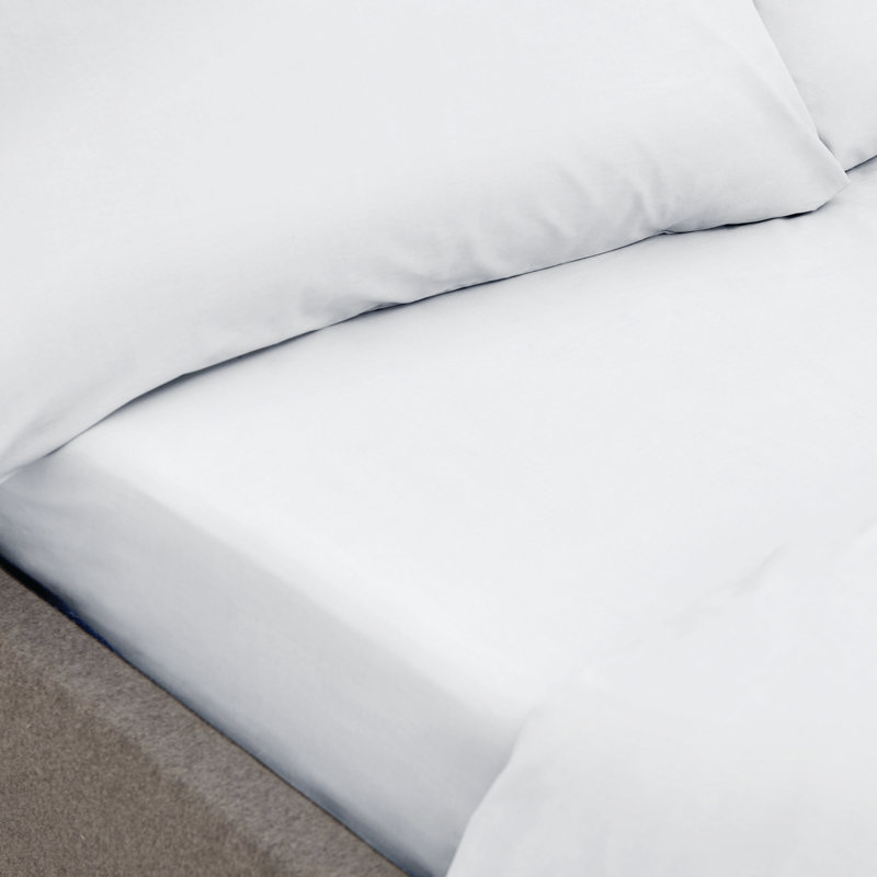 200 Thread Count 100% Cotton Fitted Sheet, Chalk White