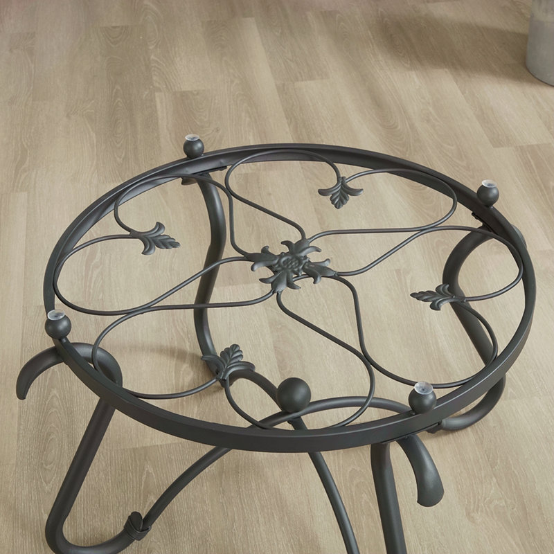 Ensemble de 2 tables basses de surface en verre trempé, table d'appoint ronde décorative avec construction robuste pour le salon