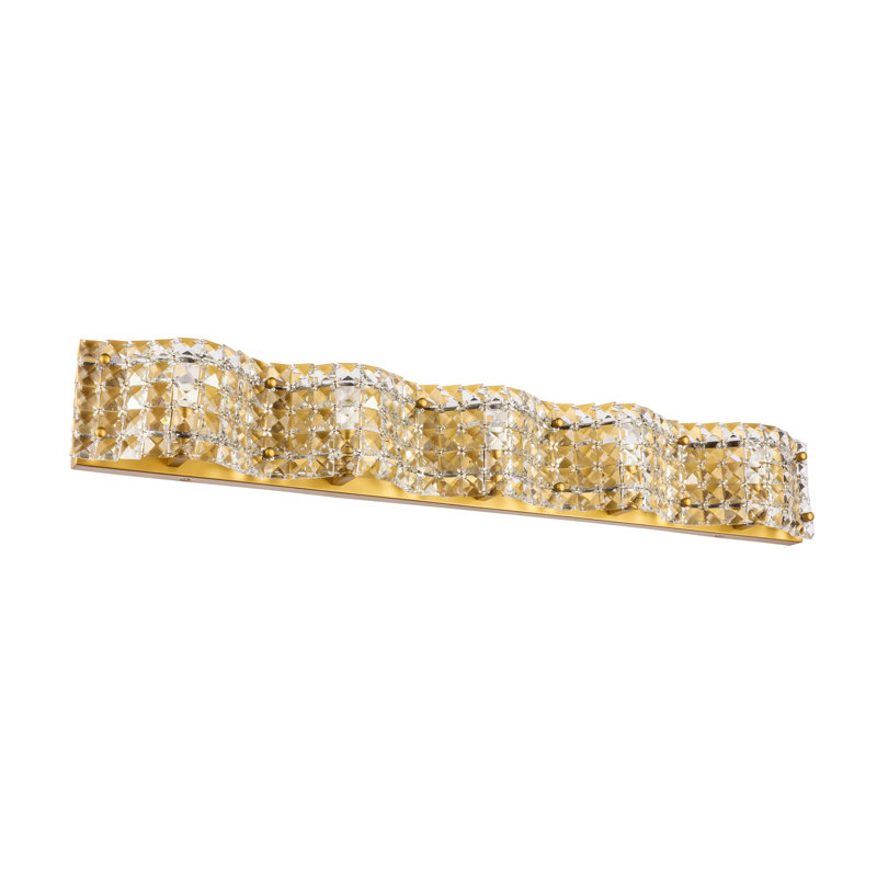 Barre d'éclairage de salle de bain 5 lumières à intensité variable Falk, Laiton, 5 lumières, H 4,7 po x l 33,7 po x P 33,7 po