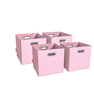 25 qt. Linen Clothes Storage Bin with Lid in Pink (2-Box)