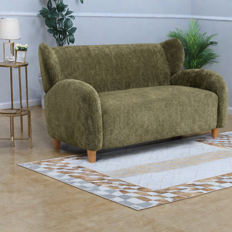 Causeuse courbée olive de 58 po Modern Modern Chairs