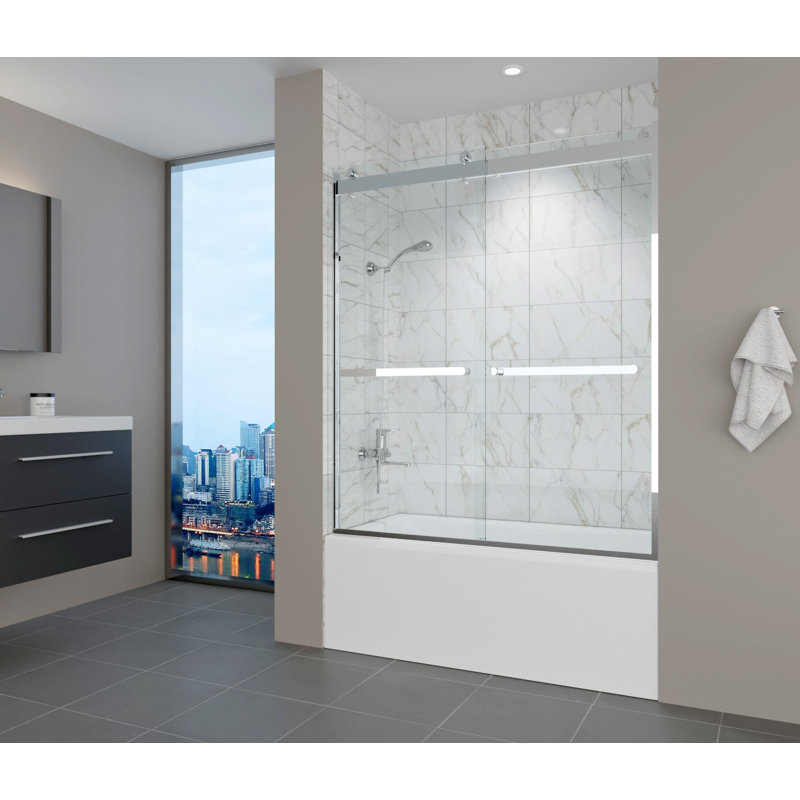 Porte de baignoire demi-cadre sans contour l 56 po x H 60 po