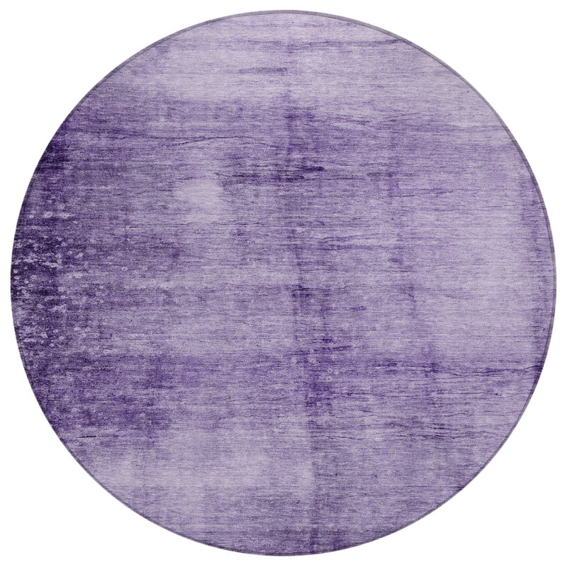 Machine Washable Indoor/Outdoor Xhevrie Purple Rug, Round 8'