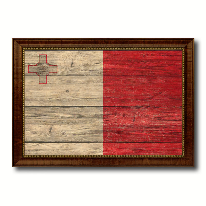 Drapeau champêtre malta-impression d’art graphique sur toile, H 15 po x l 21 po x P 1 po, Brun