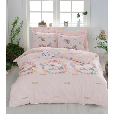 Ensemble de housse de couette très grand luxe, rose et beige | 65% coton / 35% polyester, housse de couette 102,4 x 86,6 pouces et taies d'oreiller 23,6 x 23,6 pouces (2 pièces) | Lavable à la machine, 120 fils au pouce, conception élégante à fermet