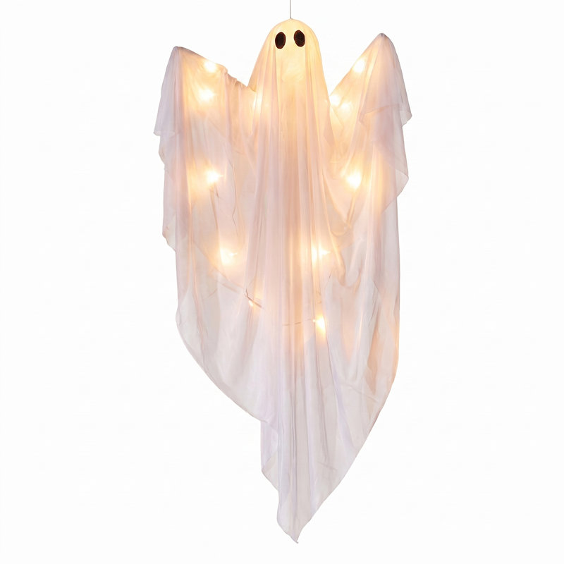Fantôme suspendu 47 po avec lumière DEL blanc chaud Halloween