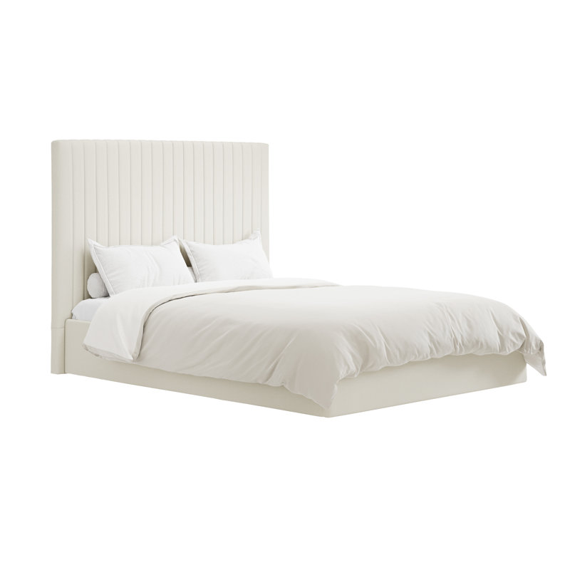 BERLIN TALL UPHOLSTERED OTTOMAN BED, Double (4'6), White