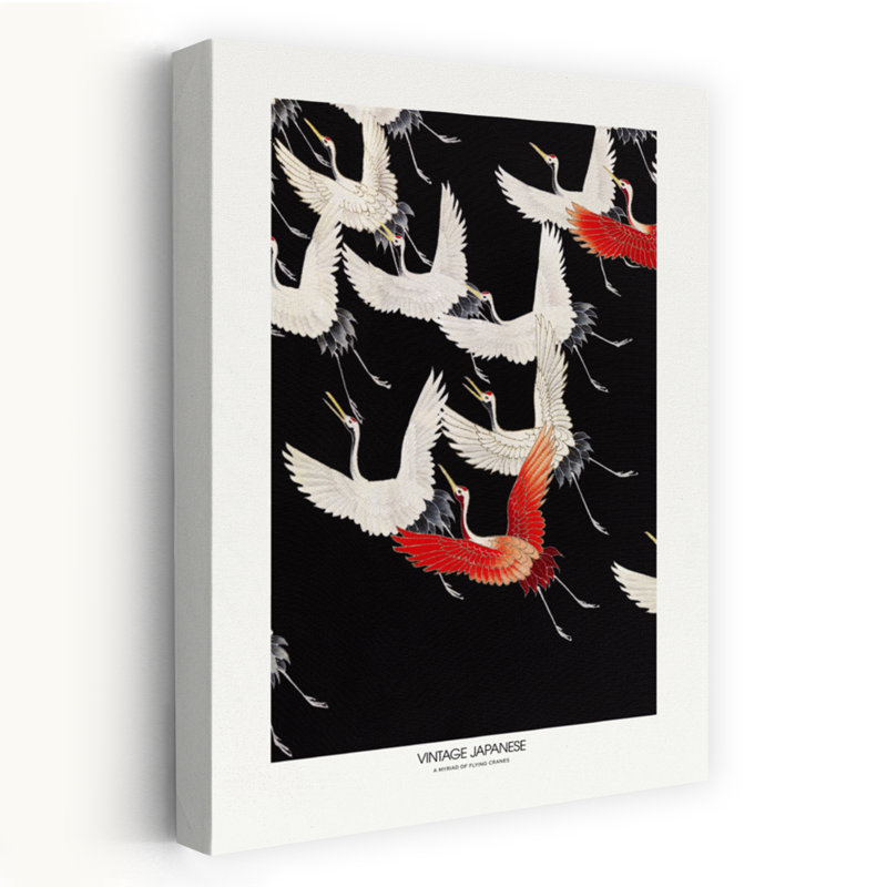 «A Myriad Of Flying Cranes», art mural rétro contemporain, H 24 po x l 16 po