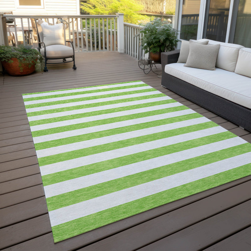 Washable Striped Indoor / Outdoor Rug, Rectangle 9' x 12'