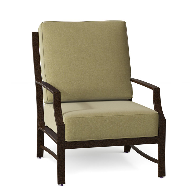 Seal Cove Aluminum Outdoor Lounge Chair, Chestnut Brown, Spectrum Indigo Sunbrella® Plainweave