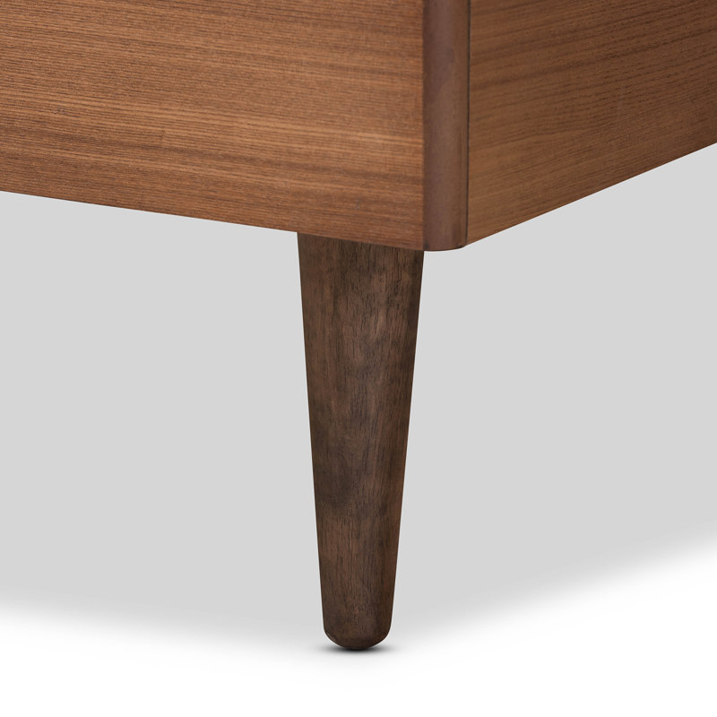 Lit plateforme simple Cleverge Mid-Century, Brun / Gris clair
