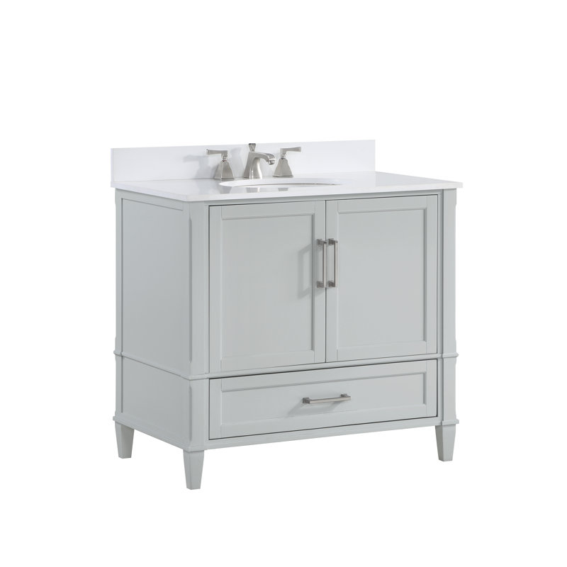 Montauk 36'' W Single Vanity, White Granite, Midnight Black