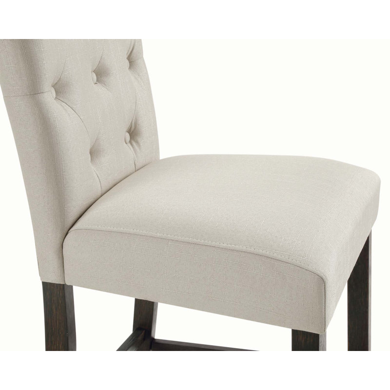 Tabouret de bar en bois touffeté Asons, ensemble de 2, Beige