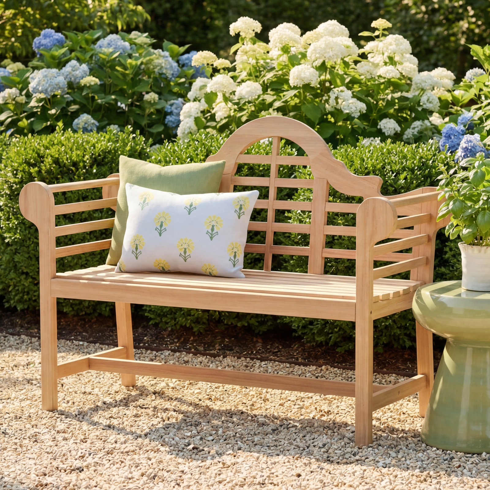 Bea Teak Outdoor Bench, 41" H x 65.75" W x 23.5" D