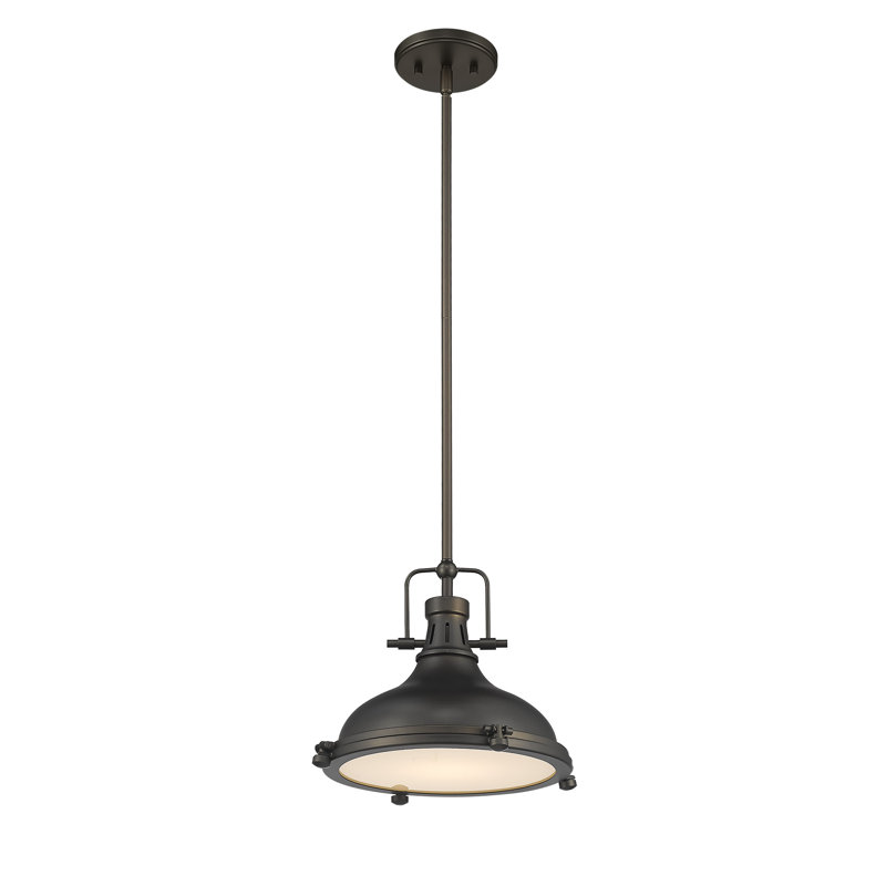 Luminaire suspendu en forme de dôme à 1 lumière Chesser, H 50,5 po x l 15 po x P 15 po, Bronze huilé