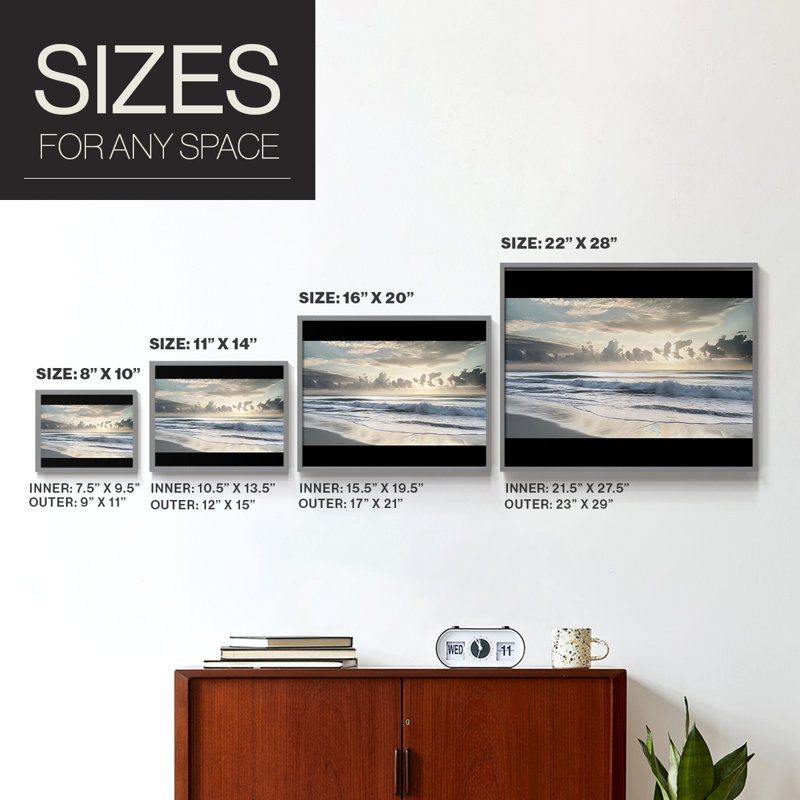 Nautical Series-IX -Framed Print - Restickable, Grey, 16" H x 20" W