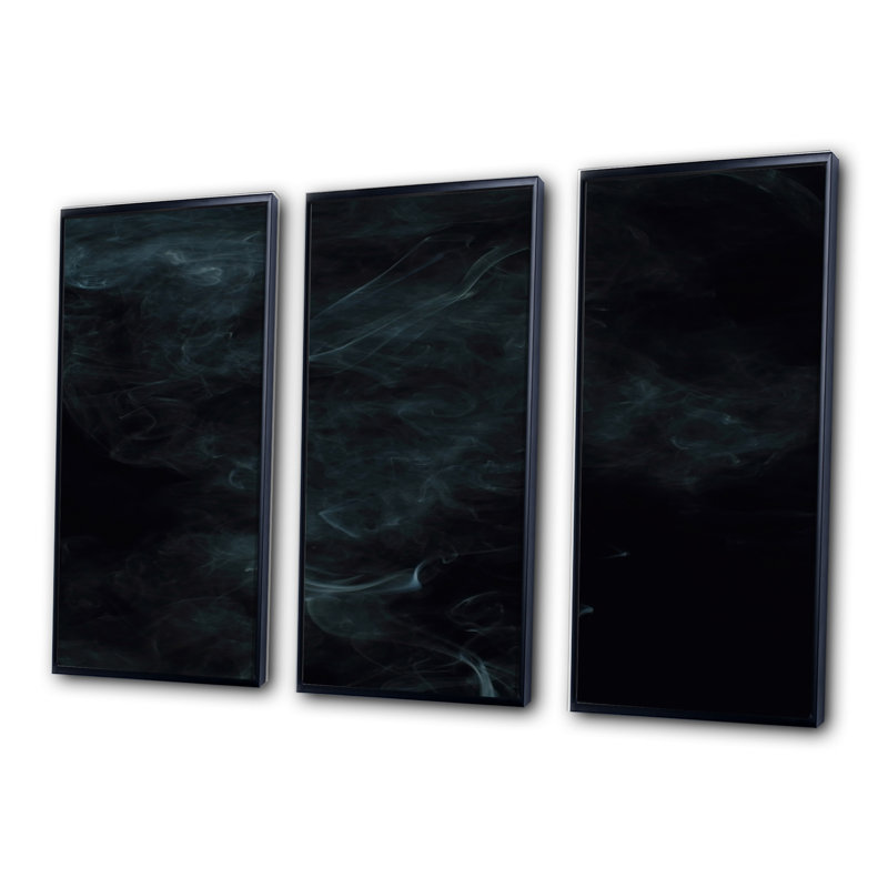 Fumée blanche sur fond noir - ensemble d'art mural moderne sur toile 3