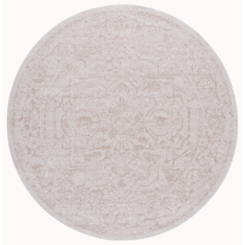 Tapis oriental crème / ivoire Calidia, Rond 5 pi