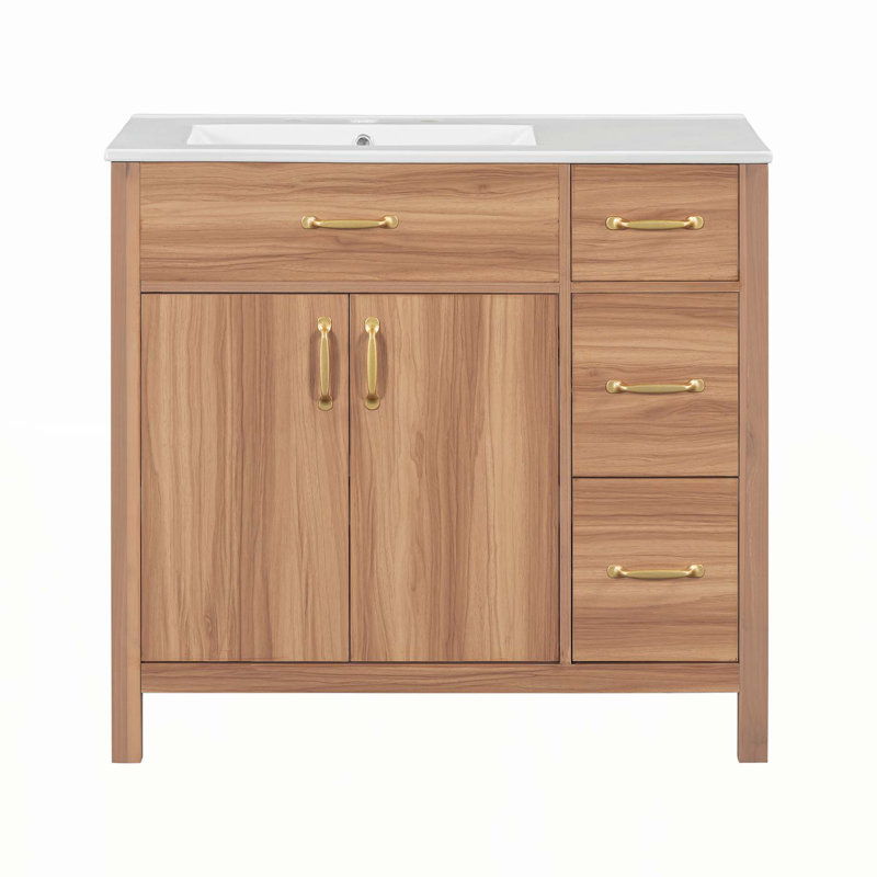 Meuble-lavabo moderne en bois avec rangement polyvalent et design élégant