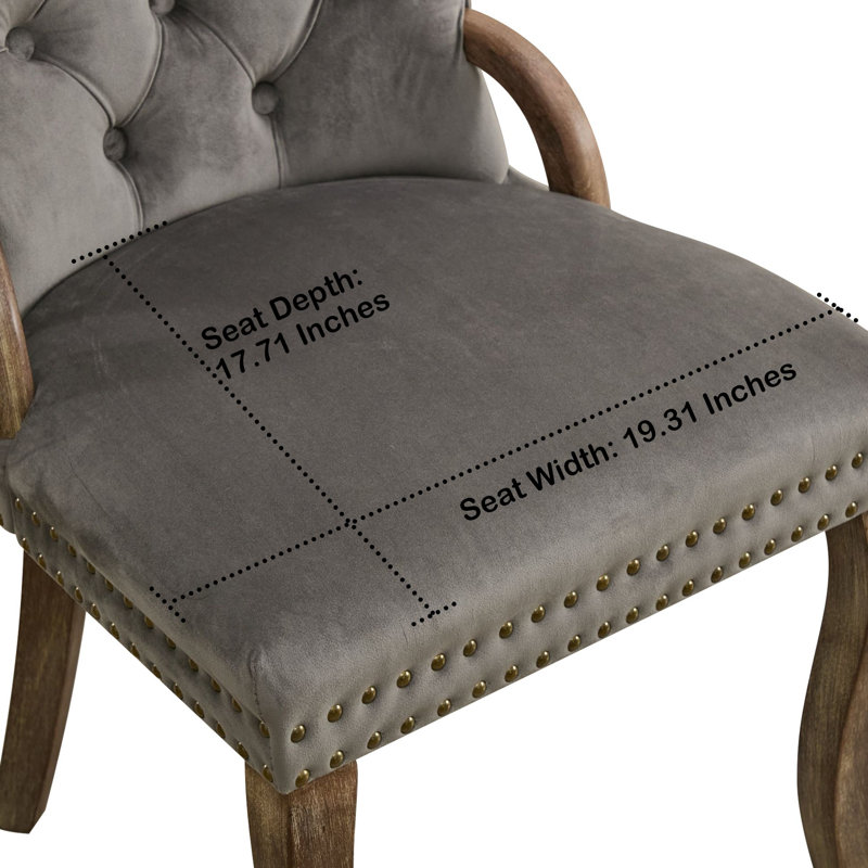Ensemble de 2 chaises de salle à manger capitonnées en velours, Gris
