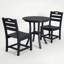 Ensemble bistro 3 pièces en PEHD noir avec table ronde et 2 chaises, noir