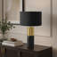 Lampe de table, hauteur 63,5 cm, corps en béton noir, abat-jour noir, style contemporain
