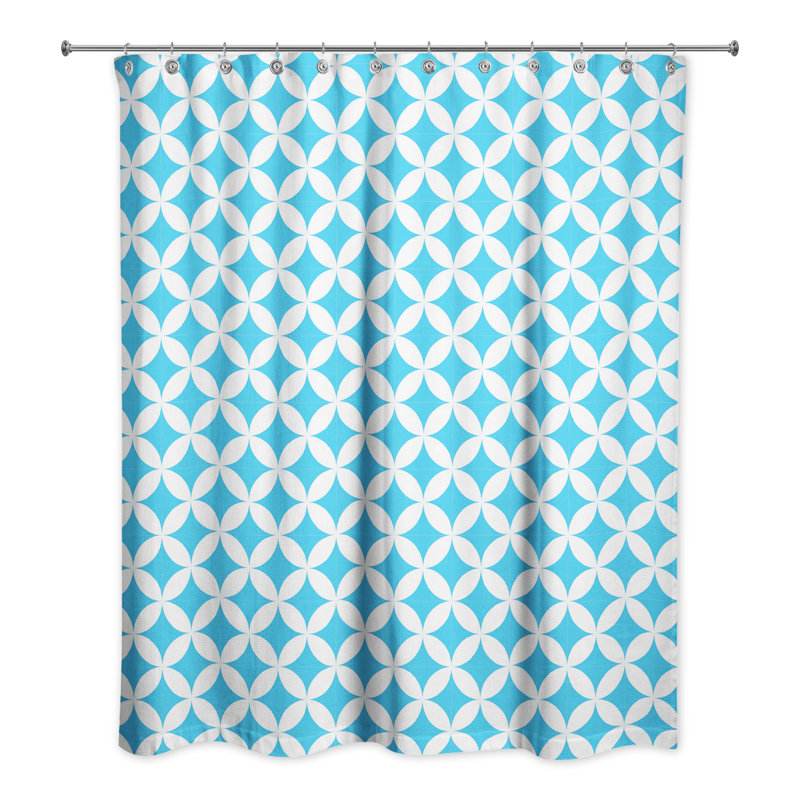Rideau de douche simple à motif géométrique Leighann, Bleu