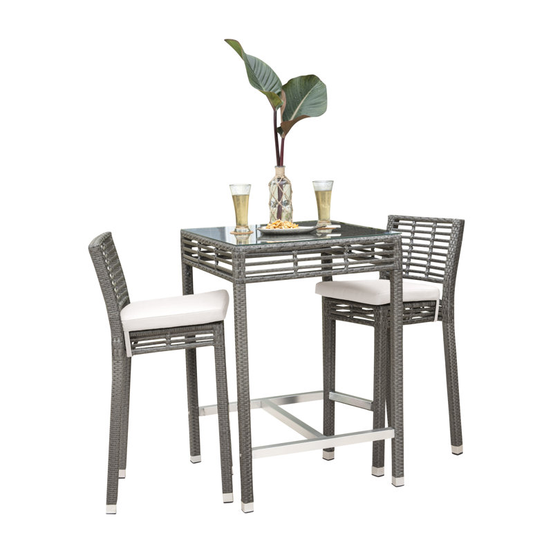 Ensemble repas avec coussins 3 pièces Graphite, Toile Sunbrella® beige antique, P 36 po x l 34,5 po x H 43 po