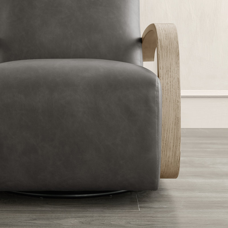 Brehana Swivel Armchair, Driftwood Ash, Storm Pebbled Vegan Leather