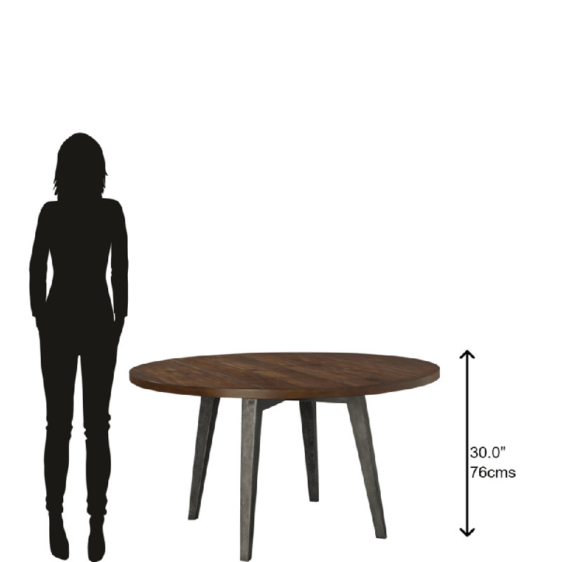 48" Round Industrial Wood Dining Table with Splayed Legs