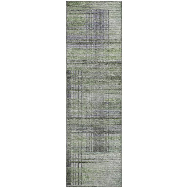 Premium Machine Washable Prisco Aloe Rug, Runner 2'3" x 7'6"