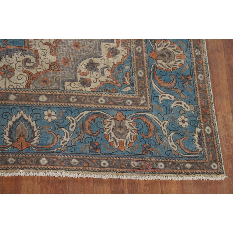 Tapis bleu délavé traditionnel 10 x 13
