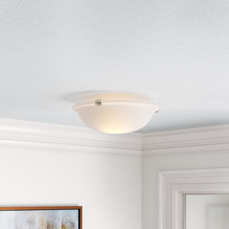 Plafonnier encastré simple à 2 lumières Rowan, Nickel brossé, H 6 po x l 15 po x P 15 po