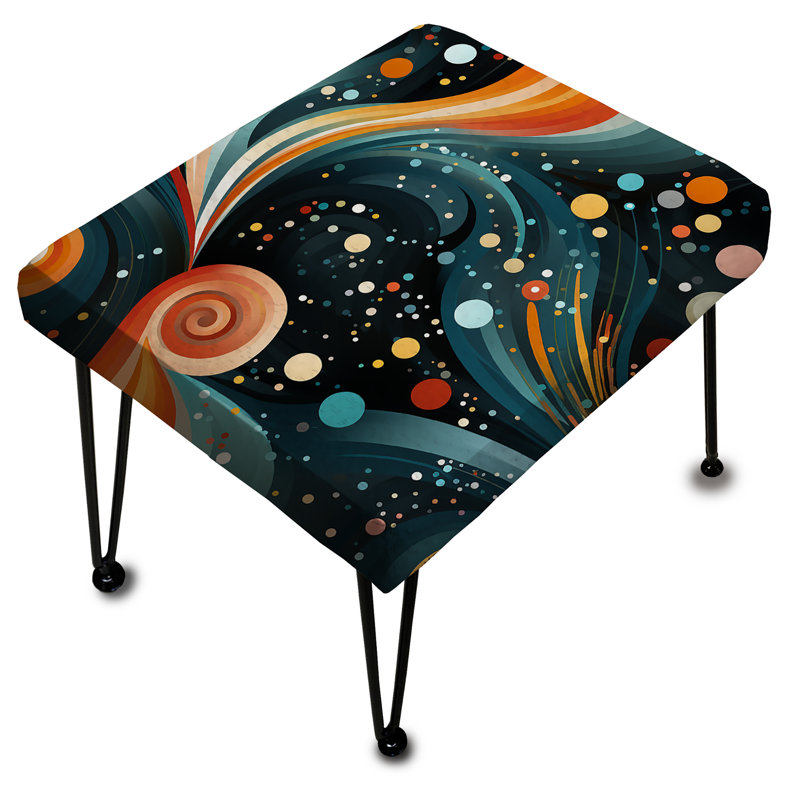 Repose-pieds rectangulaire bleu sarcelle et orange Enchanted Waves Harmony