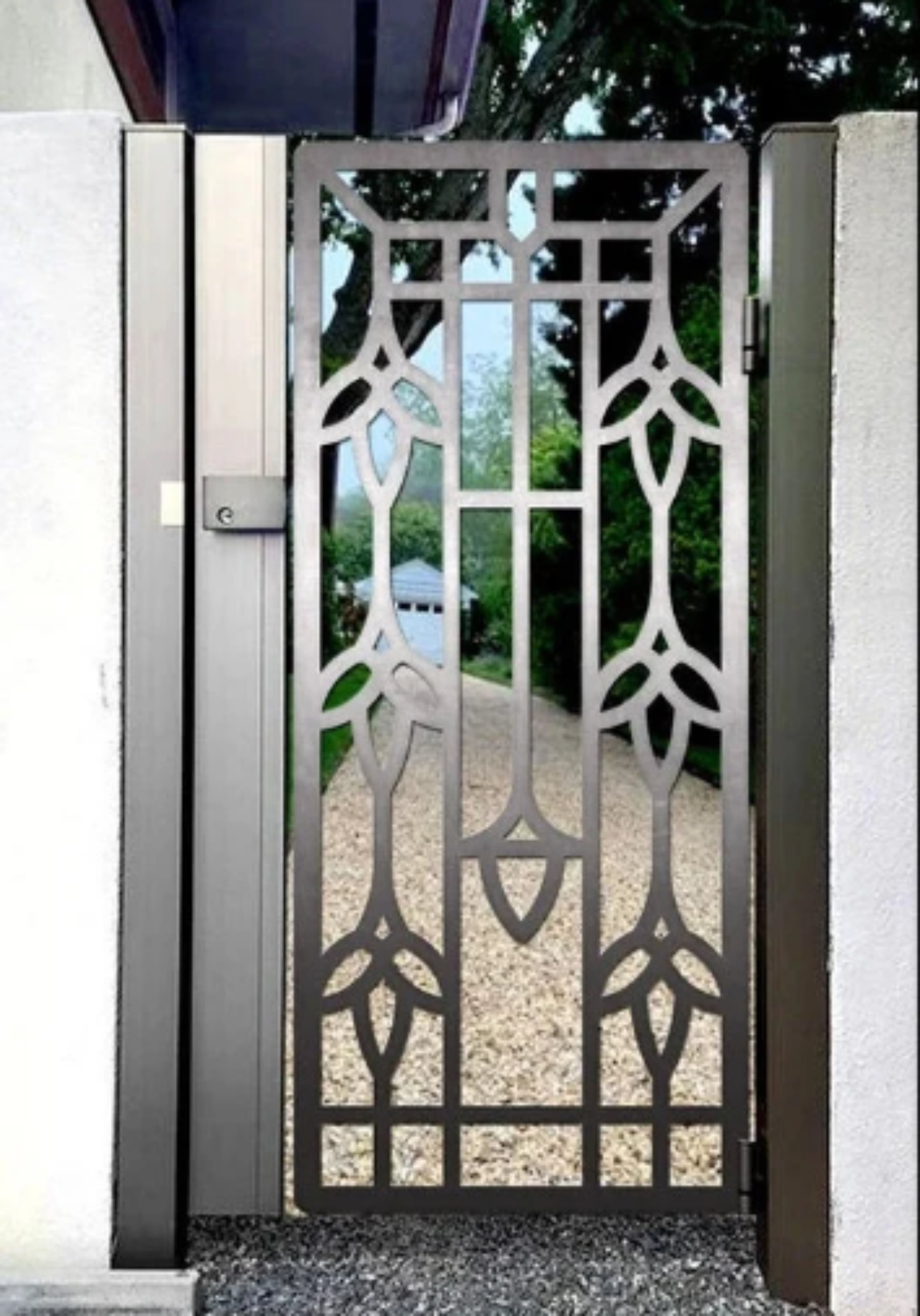 Taimco Beautiful Laser Cut Artistic Floral Fence Design Metal Gate