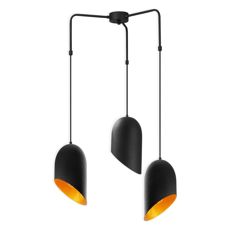 Adjustable Height 3-Lights Metal Body Cluster Pendant