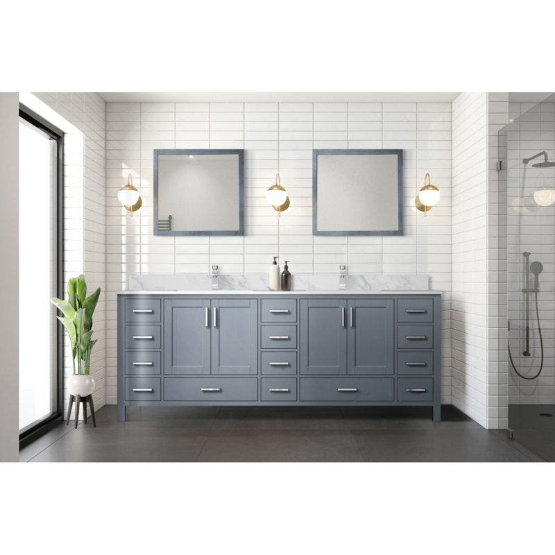 Meuble-lavabo double gris foncé 84 po X P 22 po D et l 34 po Miroirs, Gris foncé