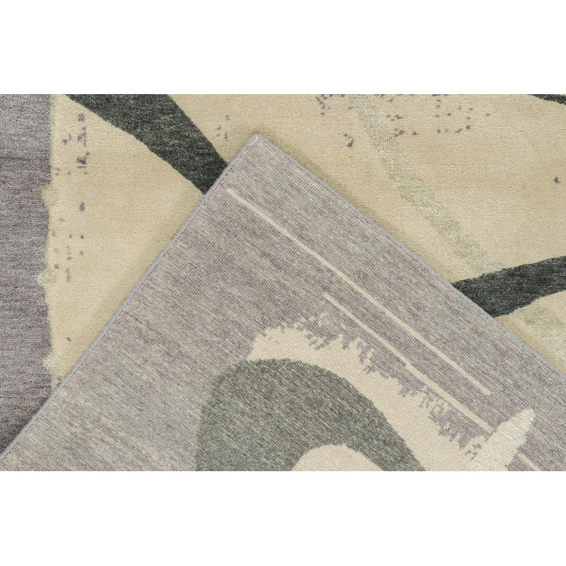 Hand Knotted Geometric Area Rug, Rectangle 5' x 7'